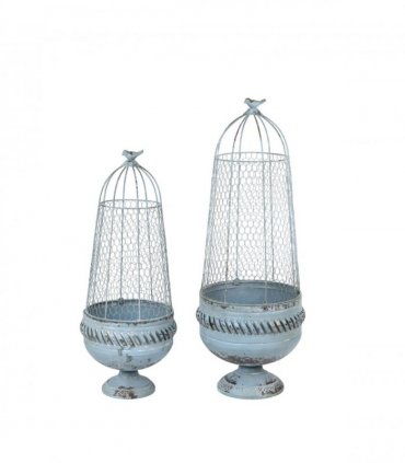 83/70CM CREAM METAL SET 2 PLANT STANDS