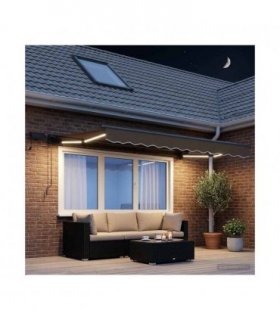 vidaXL Manual Awning Frame with LEDs Taupe 3.5 x 2.5 m