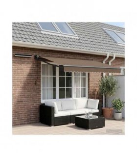 vidaXL Electric Retractable Awning Taupe 100% Polyester and Aluminium