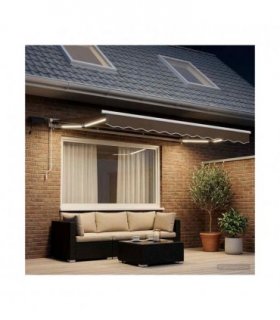vidaXL Manual Awning Frame with LEDs Taupe 3.5 x 2.5 m