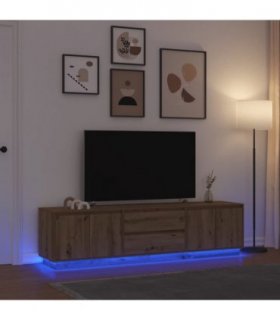 vidaXL TV Cabinet with LED Lights Artisan Oak 193.5x41x50 cm