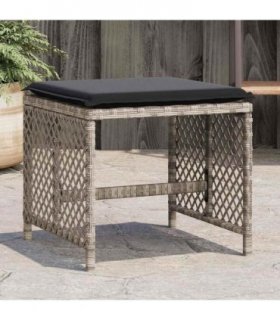 vidaXL Garden Stools with Cushions 4 pcs Light Grey 41x41x36 cm Poly Rattan