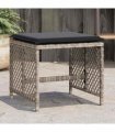 vidaXL Garden Stools with Cushions 4 pcs Light Grey 41x41x36 cm Poly Rattan