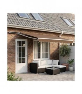 vidaXL Electric Retractable Awning Taupe 100% Polyester and Aluminium
