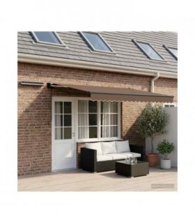 vidaXL Electric Retractable Awning Taupe 100% Polyester and Aluminium