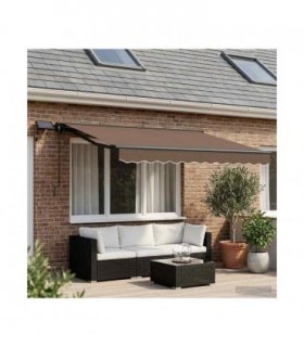 vidaXL Manual Awning Frame with LEDs Taupe 3 x 2.5 m