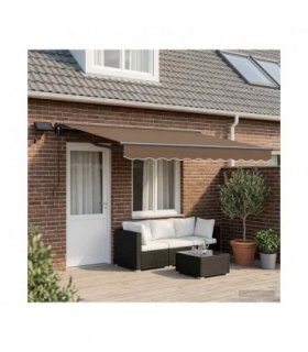 vidaXL Manual Awning Frame with LEDs Taupe 4 x 3.5 m