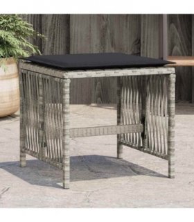 vidaXL Garden Stools with Cushions 4 pcs Light Grey 41x41x36 cm Poly Rattan