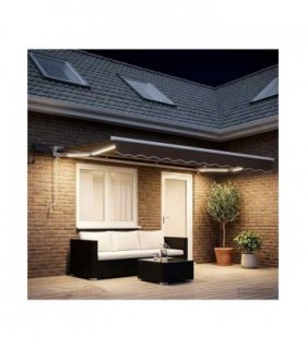 vidaXL Manual Awning Frame with LEDs Taupe 4 x 3 m