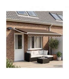 vidaXL Manual Retractable Awning with LEDs Taupe