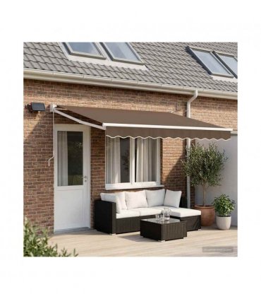 vidaXL Manual Retractable Awning with LEDs Taupe