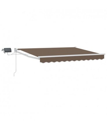 vidaXL Manual Retractable Awning with LEDs Taupe