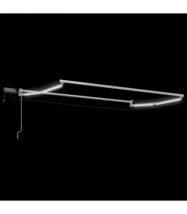 vidaXL Manual Retractable Awning with LEDs Taupe