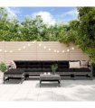 vidaXL 7 Piece Garden Lounge Set with Cushions Grey Solid Wood