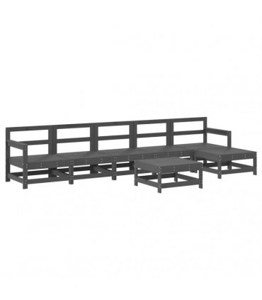 vidaXL 7 Piece Garden Lounge Set with Cushions Grey Solid Wood