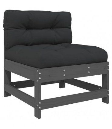 vidaXL 7 Piece Garden Lounge Set with Cushions Grey Solid Wood