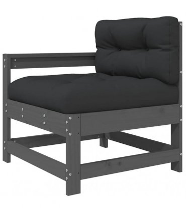 vidaXL 7 Piece Garden Lounge Set with Cushions Grey Solid Wood