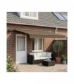 vidaXL Manual Awning Frame with LEDs Taupe 4 x 3 m