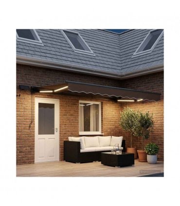 vidaXL Manual Awning Frame with LEDs Taupe 4 x 3 m