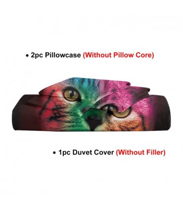 Cat Bedding for Kids Girls Boys Cute Colorful Cat Pattern Quilt Cover Bedspread 3 Piece Bold Color Black Animal Duvet Cover Set for Single Bed