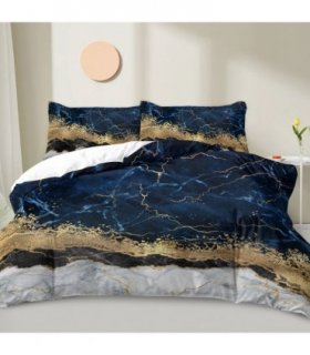 Chic Marble Bedding White Marble Gilded Navy Blue Duvet Cover Set Trendy Printed Design Bed Quilt Cover Set Double 1 Duvet Cover 2 Pillowcases