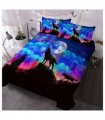 Moon Wolf Duvet Cover Set Double 3pcs Colorful Microfiber Kids Bedding Set