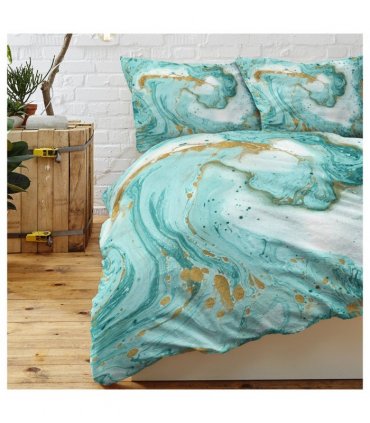 Chic Girly Marble Duvet Cover Mint Gold Glitter Turquoise Bedding Comforter Set Abstract Aqua Teel Blue Duvet Cover(Single)