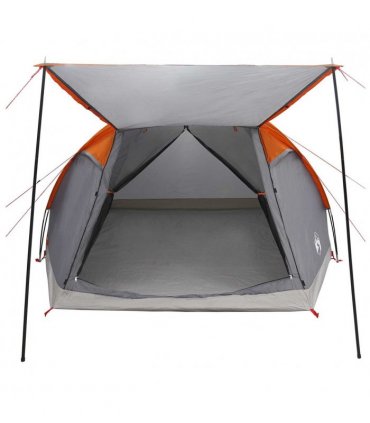 vidaXL Cabin Tent Grey and Orange 6-Person Polyester and Steel