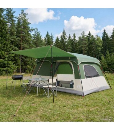 vidaXL Family Tent Green 420 x 305 x 200 cm Polyester and Steel