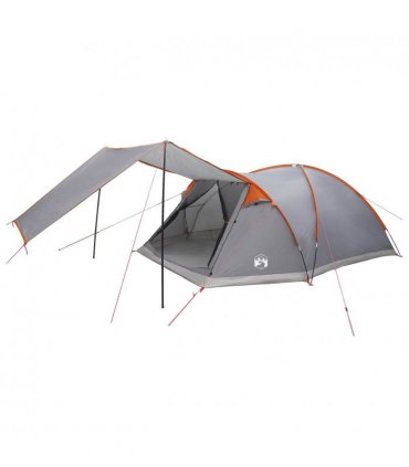 vidaXL Cabin Tent Grey and Orange 8-Person Polyester and Steel