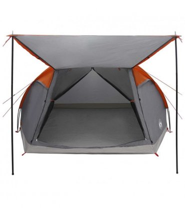 vidaXL Cabin Tent Grey and Orange 8-Person Polyester and Steel