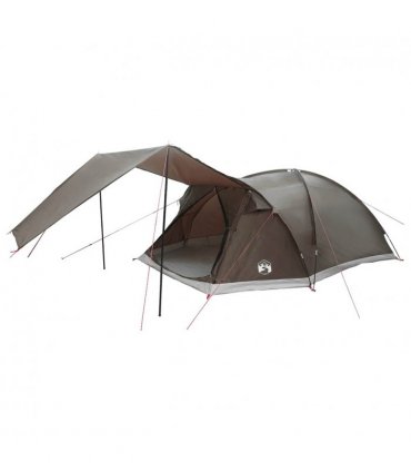 vidaXL Cabin Tent with Roof Brown grey 8-Person Polyester and Steel