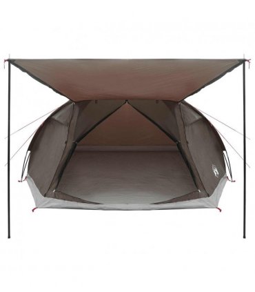 vidaXL Cabin Tent with Roof Brown grey 8-Person Polyester and Steel