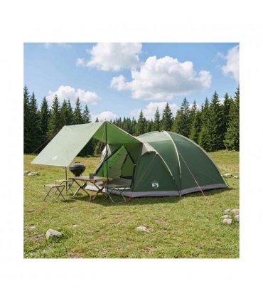 vidaXL Cabin Tent with Roof Green 8-Person Polyester and Steel