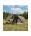 vidaXL Cabin Tent with Roof Brown grey 4-Person Polyester and Steel
