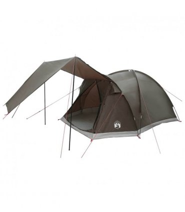 vidaXL Cabin Tent with Roof Brown grey 4-Person Polyester and Steel