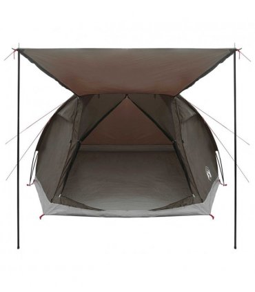 vidaXL Cabin Tent with Roof Brown grey 4-Person Polyester and Steel