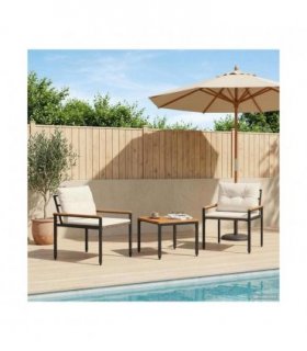 vidaXL Outdoor Furniture Set 3 pcs Cream White Poly Rattan