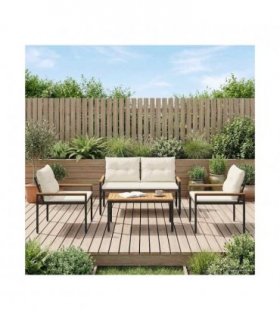 vidaXL Outdoor Furniture Set 4 pcs Cream White Poly Rattan