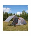 vidaXL Cabin Tent Grey and Orange 4-Person Polyester and Steel