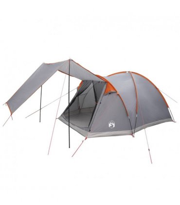 vidaXL Cabin Tent Grey and Orange 4-Person Polyester and Steel