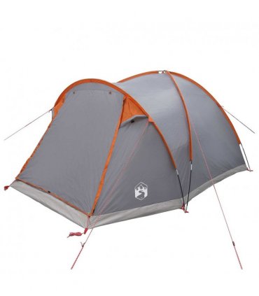 vidaXL Cabin Tent Grey and Orange 4-Person Polyester and Steel