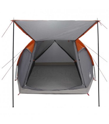 vidaXL Cabin Tent Grey and Orange 4-Person Polyester and Steel