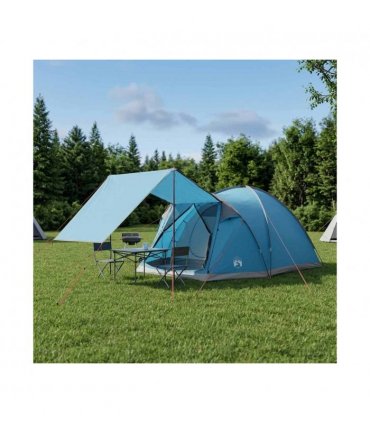 vidaXL Cabin Tent with Roof Blue 4-Person Polyester and Steel