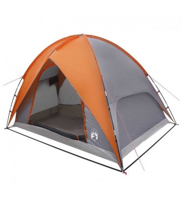 vidaXL Camping Tent with Rainfly Water-resistant Dome Grey and Orange