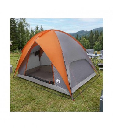 vidaXL Camping Tent with Rainfly Water-resistant Dome Grey and Orange