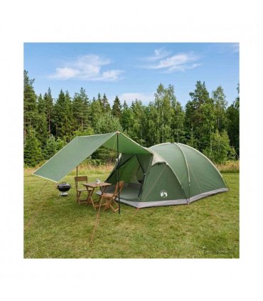 vidaXL Cabin Tent with Roof Green 6-Person Polyester and Steel
