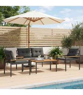 vidaXL Outdoor Furniture Set 4 pcs Dark Grey Poly Rattan