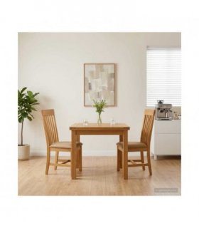 vidaXL Dining Chair 2 pcs Solid Oak Wood Beige 45 x 59.5 x 100 cm