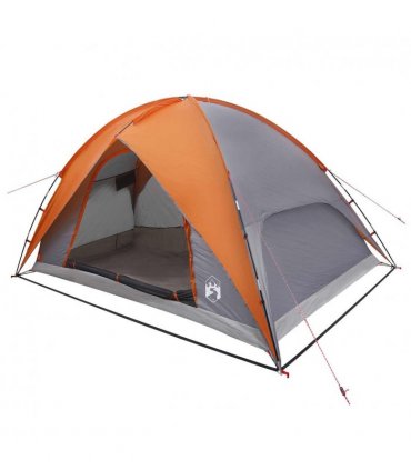 vidaXL Camping Tent with Rainfly Water-resistant Dome Grey and Orange